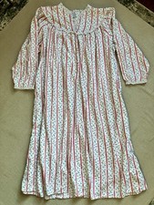 Lanz Of Salzburg Flannel Nightgown Size Large Eyelet Detail Buttons Cozy Cotton