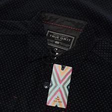 True Grit NWT Velvet Casual Button Down Shirt Size M in Dark Blue w/ Light Blue