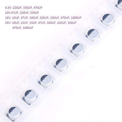 SMT//SMD Aluminum Electrolytic Capacitor 6.3V 10V 16V 25V 10//22//33//47//100-1000 UF