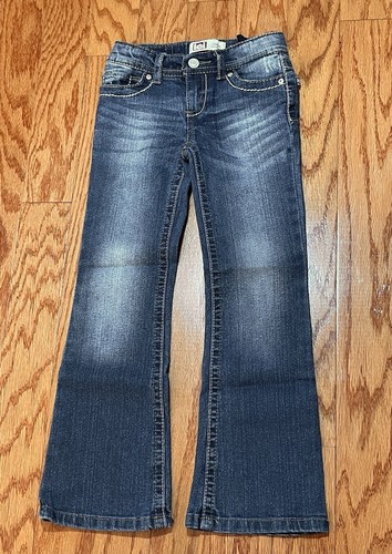 LEI, Girls Youth Sz 6 Reg, Low Rise, Boot Cut, 5 Pocket, Sparkle Stud Blue Jeans - Picture 1 of 13