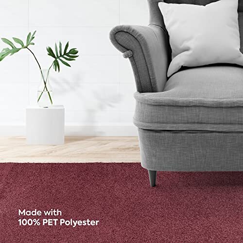 Modern Indoor/Outdoor Commercial Solid Color Rug - Pet 2' x 4' Oval Cranberry - Picture 5 of 7