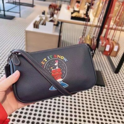 NWT Coach X Peanuts Nolita 19 With Snoopy And Friends Motif Leather Navy CE859
