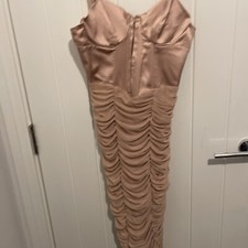 ZARA NEW WOMAN  DRAPED TULLE CORSETRY-INSPIRED DRESS BEIGE PINK SIZE S 0387/169