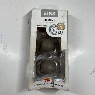 BIBS Pacifiers BPA-Free Set of 2 Dark Oak Color Size 0-6 Months NEW Damaged Box
