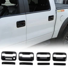 Black Exterior Door Handle Bowl Decor Cover Trim Bezels for Ford F-150 2009-2014