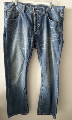 Request Jeans Premium Medium Wash Whiskers Skater Men s  size 36x30 Y2K Wide Leg