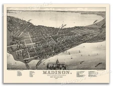 Madison Wisconsin 1885 Historic Panoramic Town Map - 18x24