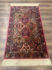 Karastan Rug 3x5 Multicolor Panel Kirman #717, Original 700 Series, Wool Pile