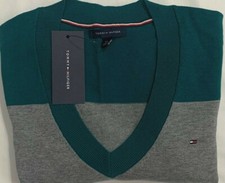 New Tommy Hilfger Women's Long Sleeve Sweater Green Block Stripe Size S 24.50