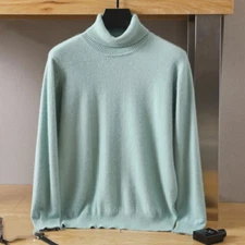 Men's Pure Cashmere Turtleneck Sweater Long-sleeved Casual Undershirts Tops