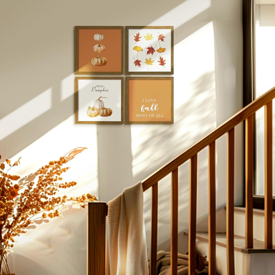 Fall Wall Decor Framed Fall Wall Art, Thanksgiving Decor for Autumn