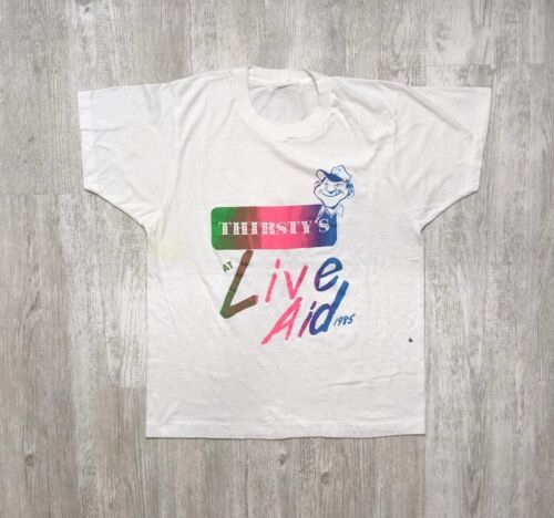 Vintage 1985 Live Aid Thirsty's T-Shirt Adult Size L/M Queen Wembley Stadium  - Picture 1 of 9