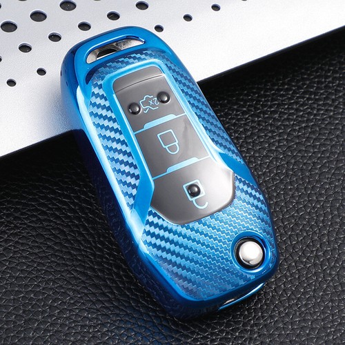 For Ford Ecosport Focus Mondeo Explorer TPU Carbon Fiber Car Flip Key Case Cover - Picture 48 of 84