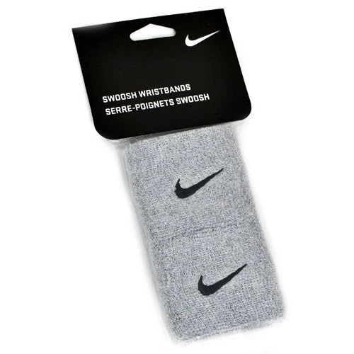 NIKE Swoosh Wristbands 1 Pair , Grey x Black - Picture 2 of 2