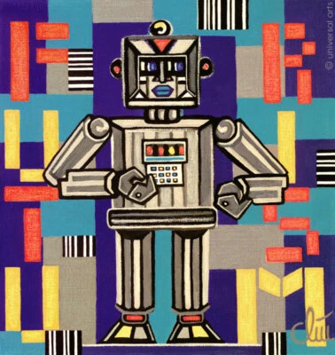 JACQUELINE DITT - At Your Service 2000 Gemälde Bilder painting Robot Roboter - Bild 1 von 3