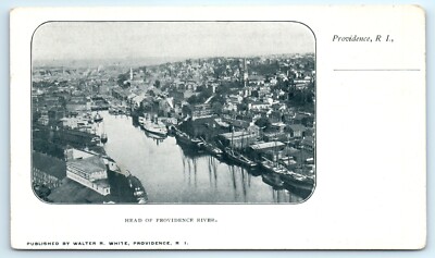 POSTCARD Head of Providence River Rhode Island c1905 Coal Factory Ships Boats