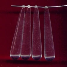 12 VINTAGE CRYSTAL ACRYLIC 36x6mm. ELONGATED SMOOTH DROP PENDANTS 2902