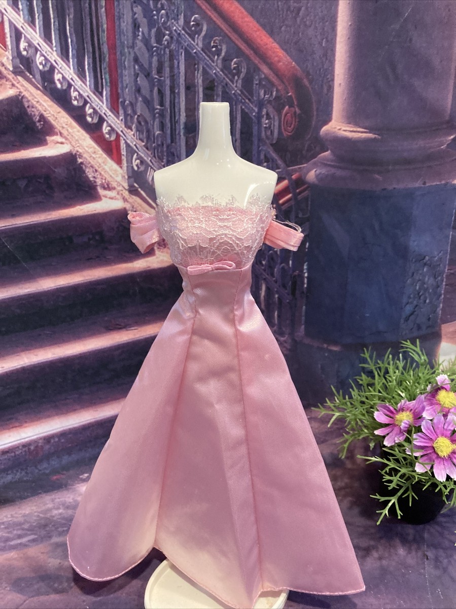 Barbie Genuine Mattel Pink Satin Full Length Dress Gown