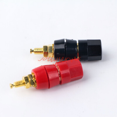 2pcs Binding Post Speaker Cable Audio Amplifier Terminal Banana Plug Jack Gold