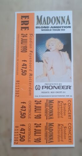 Madonna ticket stub Blond Ambition Tour 1990 UNUSED and UNCUT - Afbeelding 1 van 2