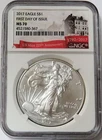2017 AMERICAN SILVER EAGLE NGC MINT STATE 70 FDOI MS 70 FIRST DAY OF ISSUE