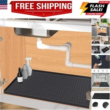 Under Sink Mat 34 x 22 for Kitchen Waterproof, Silicone Under Sink Liner Mat ...