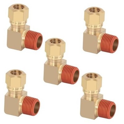 5PCS D.O.T Compression Fittings 3/8'' OD x 1/2'' NPT 90°NPT Thread Elbows-5PCS