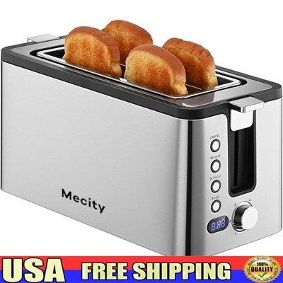4 Slice Toaster W/ Digital Timer & Multiple Browning Settings Quick Toasting New