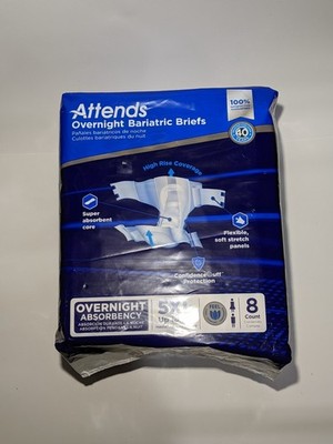 Attends Overnight Bariatric Incontinence Brief 5X-Large Absorbent 8 Count - New
