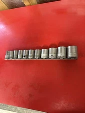 Snap On Tools Vintage 1/2" Drive SAE Shallow 12 Point Socket Set 9/16 to 1-3/16