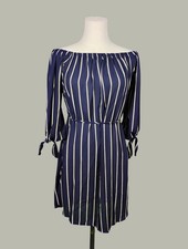 Rue21 Women's Navy White Stripe Off Shoulder Mini Dress Size S