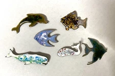 6 pcs. Wholesale Lot-Enamel on Copper SM. FISH PIN-ARTISAN Made-Inga Enamels