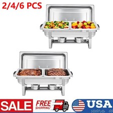 2/4/6 Pack Stainless Steel Chafer Chafing Dish Buffet Sets Catering Food Warmer