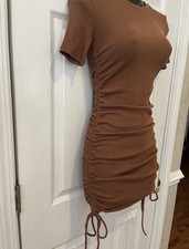 Zara Women's Copper Brown Ruched Side Bodycon Minidress Size m