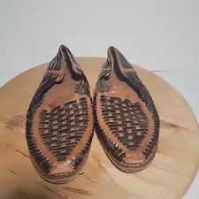 Sanchez Collecion Woven Leather Brown Black Slip On Loafers For Men Flat Size 10