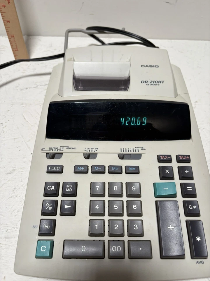 Casio / DR-210HT / Desktop Printing Calculator / Working + Paper Rolls - Image 4 of 4