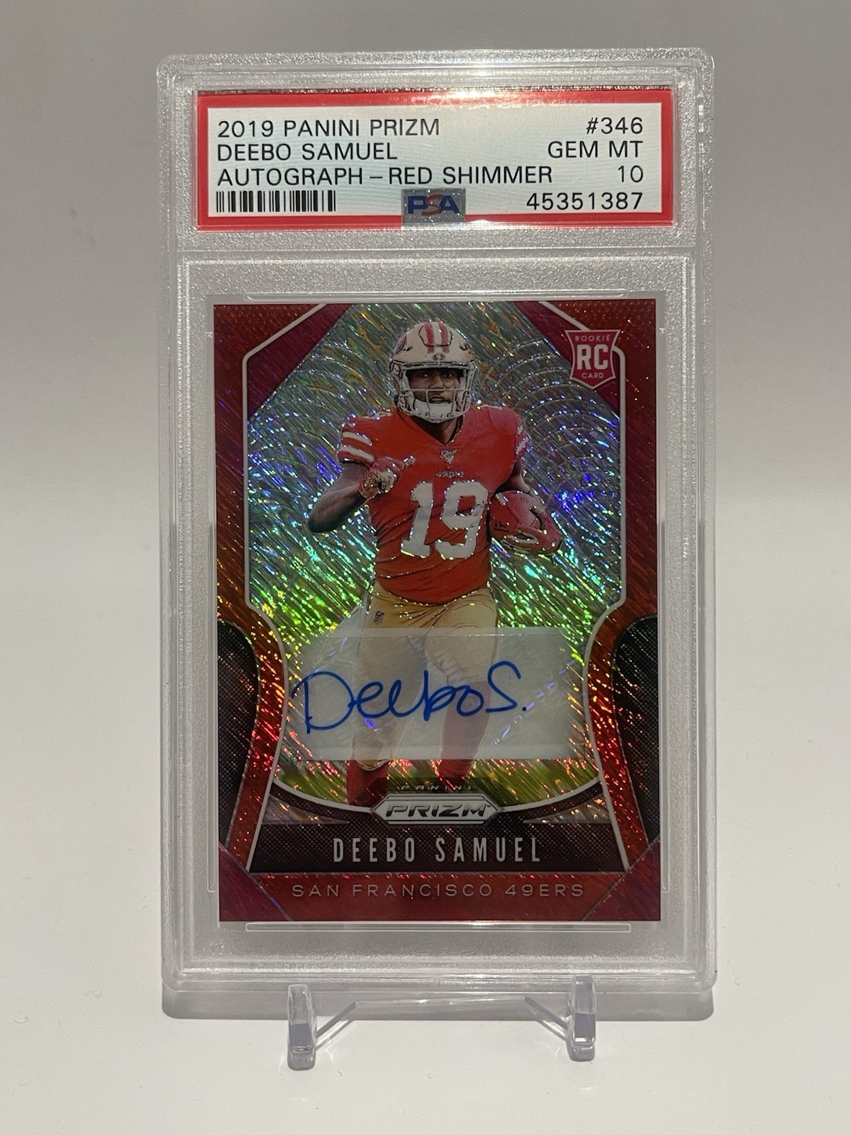 Deebo Samuel Panini Prizm #346 Autograph Red Shimmer