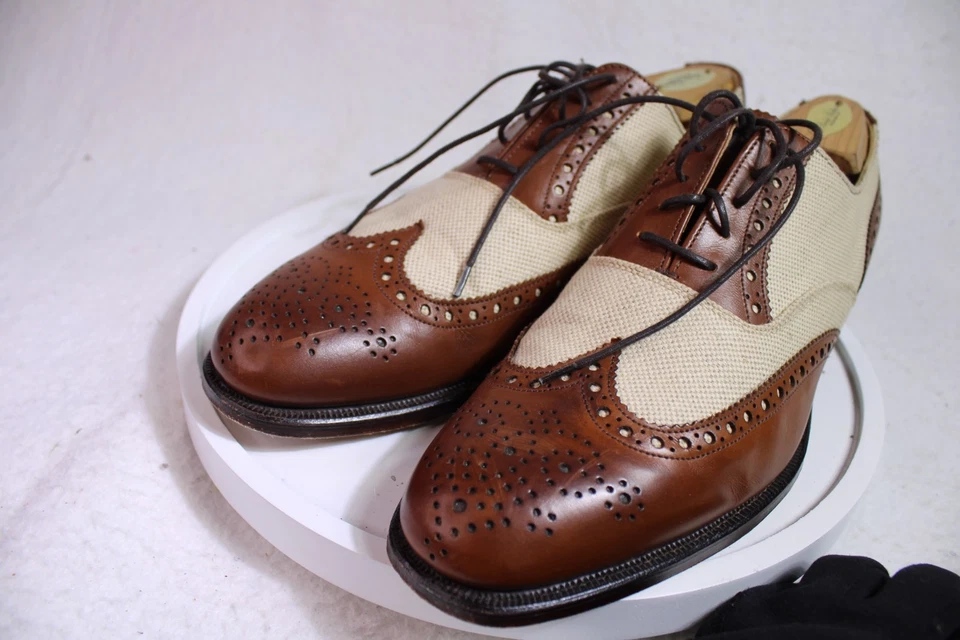 Vintage Peal & Co. For Brooks Brothers Brown Spectator Wingtips 9 D England - Image 2 of 4