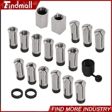 Findmall 5pc 5C Hex Square Collet Blocks & 15pc Set 1/8-1" by 16th increments
