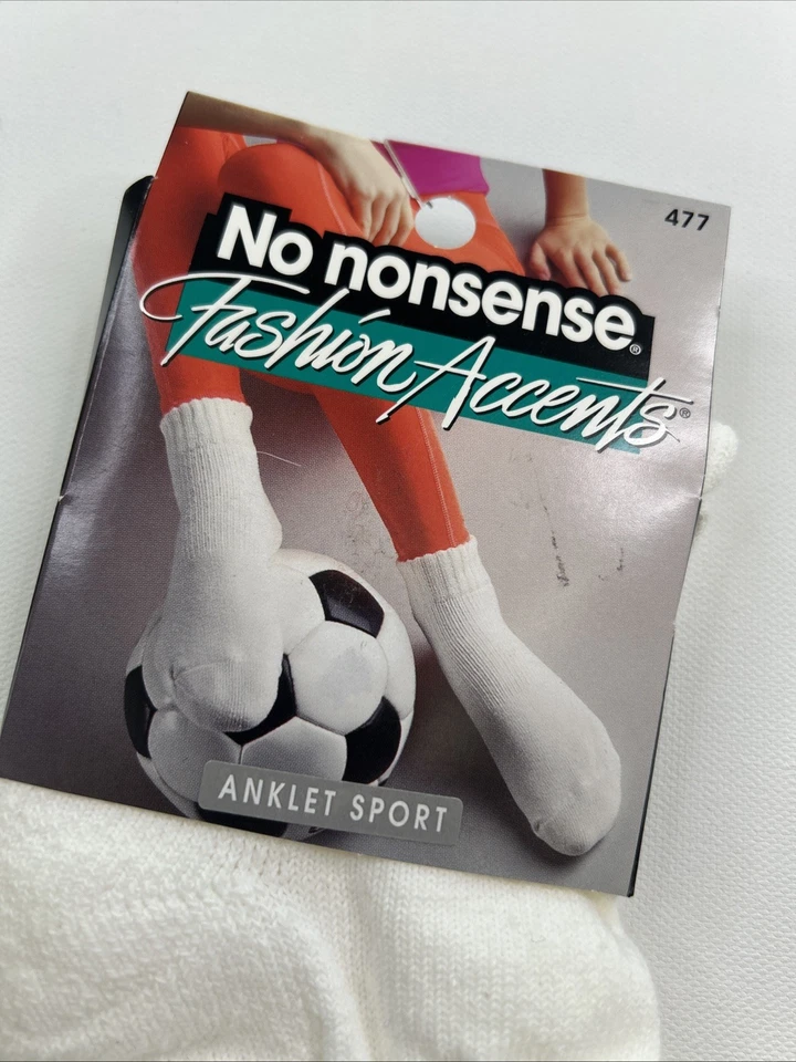 Calcetines De Colección Para Mujer 9-11 Blanco Sin Tonterías Tobillera Deporte Hecho en EE. UU. Años 90 477 Foto 2 de 4