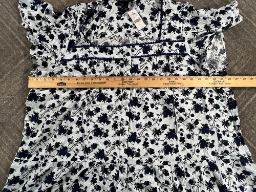 Lane Bryant Women’s Button Down Floral Blue Short Sleeve Top Blouse Size 22 NWT - Picture 3 of 13