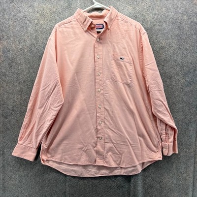 Vineyard Vines Shirt Mens Large Orange Button Down Tucker Whale Preppy Dress