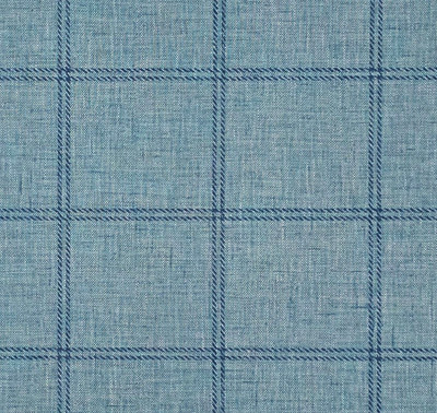 Soft light blue navy plaid grid square lines faux woven linen fabric wallpaper