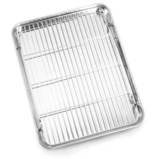 Baking Sheet and Cooling Rack Set, Stainless Steel Commercial Grade Cookie 12.5
