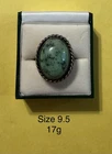 Vintage Navajo Sterling Silver And Turquoise Ring Size 9.5