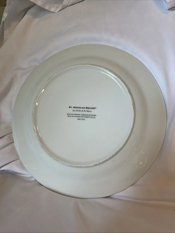 St. Nicholas Square Plate 11" Round Christmas Eat, Drink & Be Merry Holiday Tree - Image 3 of 4