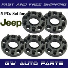 5 BLACK 1.25" JEEP HUB CENTRIC ADAPTER 5x4.5 to 5x5 WRANGLER JK RIMS ON TJ OR YJ