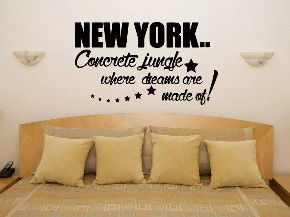 New York Concrete Jungle Lyrics Music Bedroom Decal Wall Art