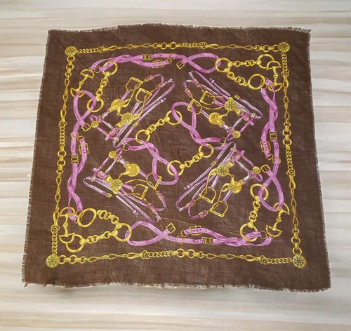 Collection 18 Womens Scarf Western Horse Bit Equestrian Stirrup Brown Gold Pink - Picture 5 of 9