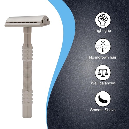 Premium Pearl Shaving Double Edge Safety Men's Razor Semi Slant Stainless Steel - Picture 7 of 9